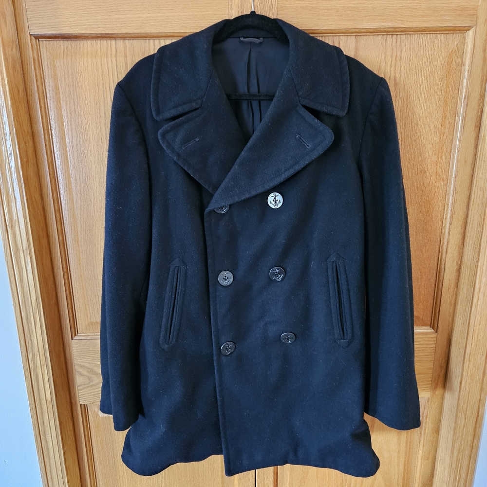 Classic Black Double-Breasted Pea Coat